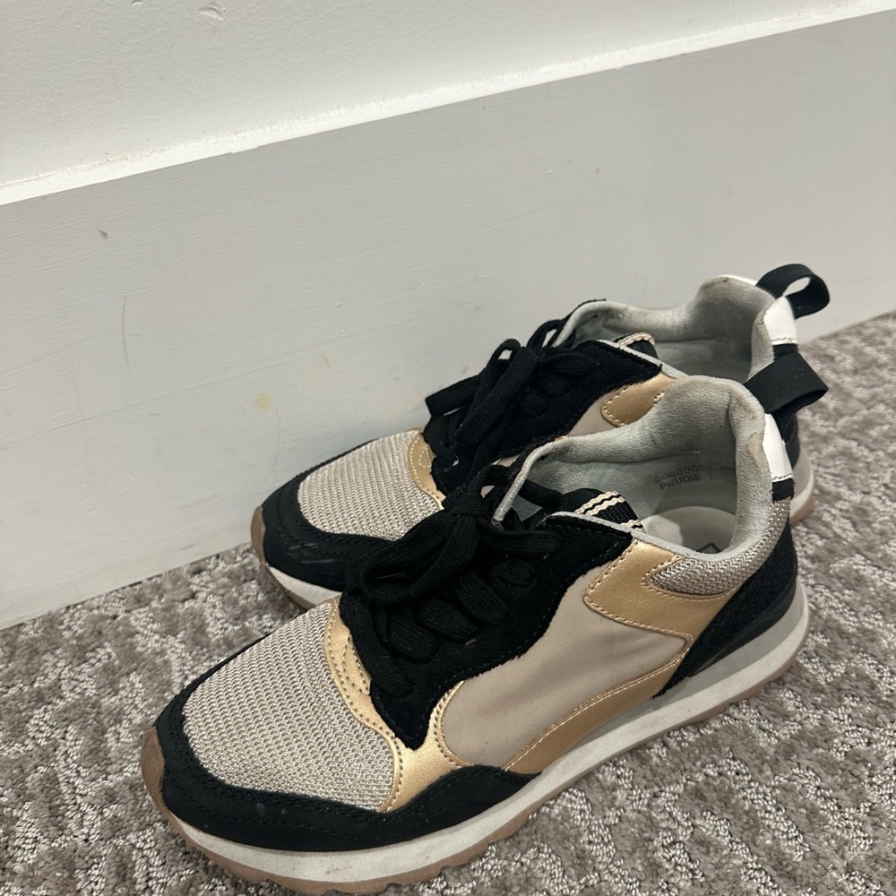 ShuShop Women's Sneakers in Black and Gold